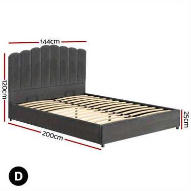 ARTISS Grey Velvet Double Bed Frame - Contemporary Hardwood Style